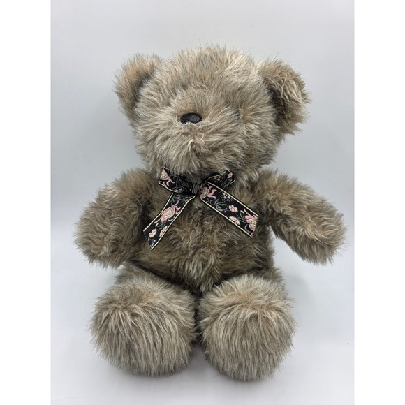 Fiesta Concession Other - Vintage 1991 Fiesta Concession Cuddle Bear Brown Shaggy Plush Floral Bow 15"